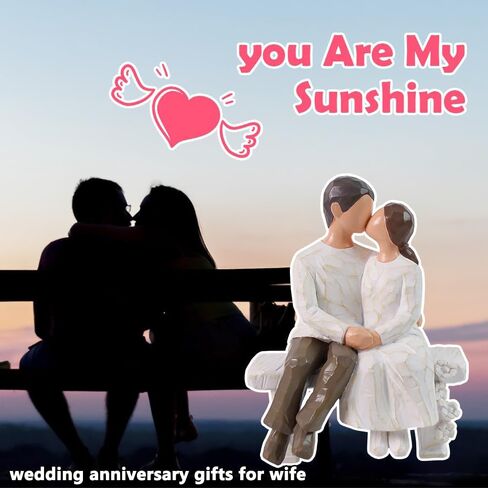 Romantic Couple Figurines in Love, Hand Painted Lover Statues Couple Sculptures to Remember Beautiful Moment - Best Gifts for Valentine's Day, Wedding Anniversary,Weddings - Bench Kissing in Saudi Arabia