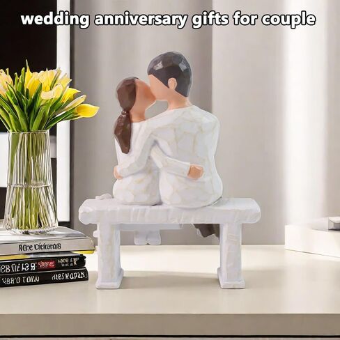 Romantic Couple Figurines in Love, Hand Painted Lover Statues Couple Sculptures to Remember Beautiful Moment - Best Gifts for Valentine's Day, Wedding Anniversary,Weddings - Bench Kissing in Saudi Arabia