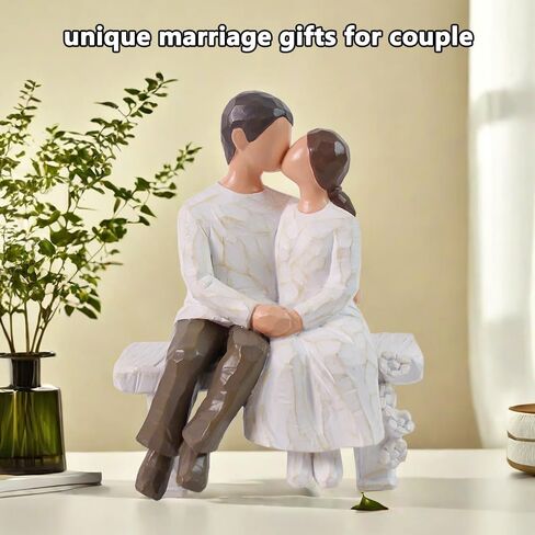 Romantic Couple Figurines in Love, Hand Painted Lover Statues Couple Sculptures to Remember Beautiful Moment - Best Gifts for Valentine's Day, Wedding Anniversary,Weddings - Bench Kissing in Saudi Arabia