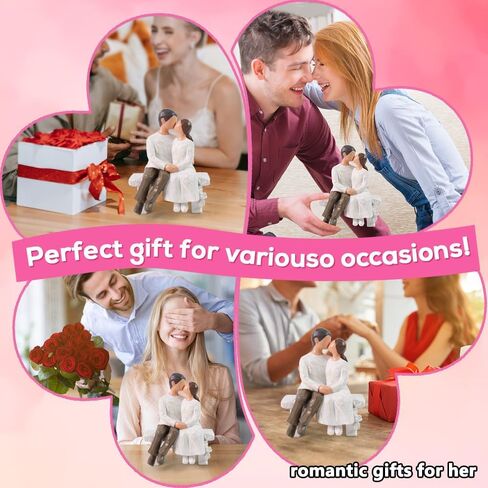 Romantic Couple Figurines in Love, Hand Painted Lover Statues Couple Sculptures to Remember Beautiful Moment - Best Gifts for Valentine's Day, Wedding Anniversary,Weddings - Bench Kissing in Saudi Arabia