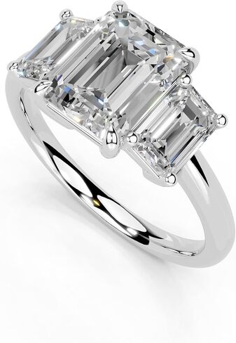 1-5 قيراط 14K 18K الذهب البلاتيني الزمرد قطع 4 شق ثلاثة خاتم مختبر نمت ، المشاركة ، الذكرى السنوية ، حفل زفاف ، معتمد من IGI ، حلقات الوعد للنساء (1-5 CT ، F-G Color ، VS1-VS2 Clarity) in Kuwait