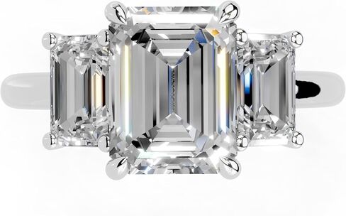 1-5 قيراط 14K 18K الذهب البلاتيني الزمرد قطع 4 شق ثلاثة خاتم مختبر نمت ، المشاركة ، الذكرى السنوية ، حفل زفاف ، معتمد من IGI ، حلقات الوعد للنساء (1-5 CT ، F-G Color ، VS1-VS2 Clarity) in Kuwait