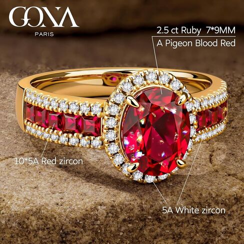 GONA 2.5CT LAB نمت Ruby Ring 7 * 9MM Pigeon Blood Color GRC شهادة فضية مقاومة للأحجار الكريمة in Saudi Arabia
