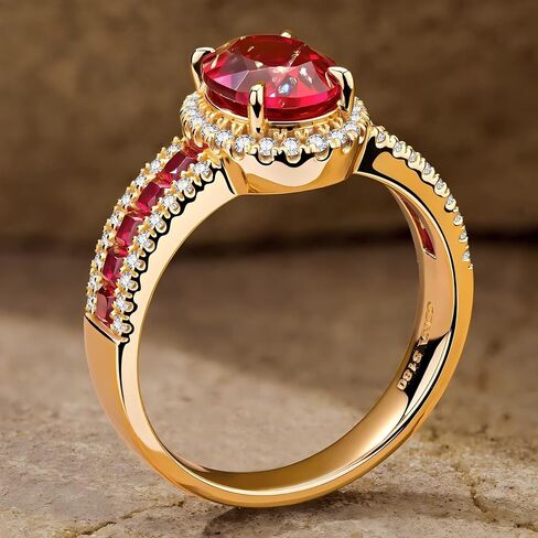 GONA 2.5CT LAB نمت Ruby Ring 7 * 9MM Pigeon Blood Color GRC شهادة فضية مقاومة للأحجار الكريمة in Saudi Arabia
