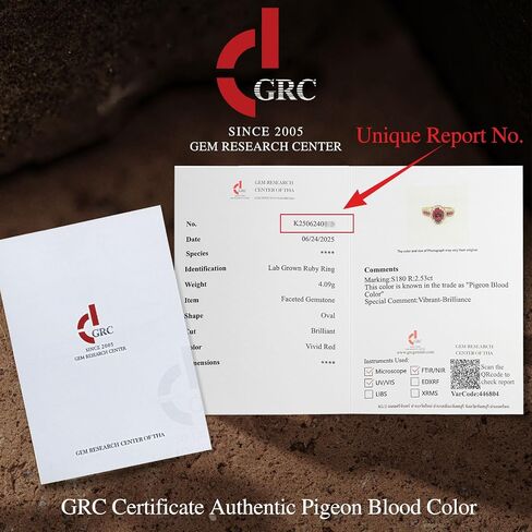 GONA 2.5CT LAB نمت Ruby Ring 7 * 9MM Pigeon Blood Color GRC شهادة فضية مقاومة للأحجار الكريمة in Saudi Arabia