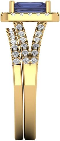 Clara Pucci 1.57ct Emerald Cut Blue Sapphire 14k White Gold Halo Solitaire with Accents Wedding Bridal Promise Ring Band Set in Saudi Arabia