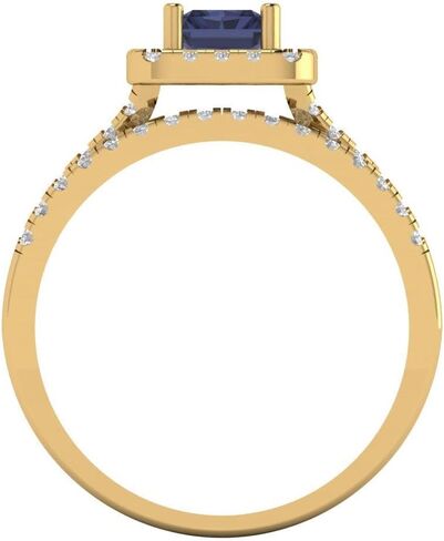 Clara Pucci 1.57ct Emerald Cut Blue Sapphire 14k White Gold Halo Solitaire with Accents Wedding Bridal Promise Ring Band Set in Saudi Arabia