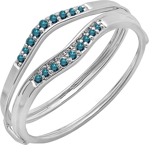 0.1tw 10K Solid Gold Round Blue Diamond Womens Anniversary Enhancer Guard Wedding Band in Saudi Arabia