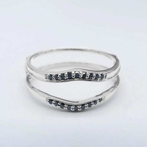 0.1tw 10K Solid Gold Round Blue Diamond Womens Anniversary Enhancer Guard Wedding Band in Saudi Arabia