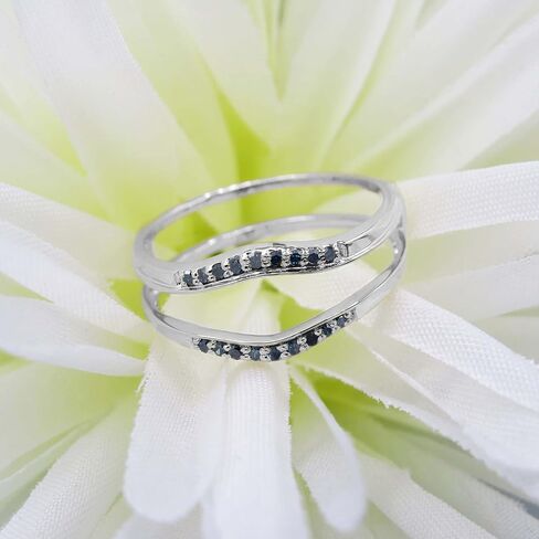 0.1tw 10K Solid Gold Round Blue Diamond Womens Anniversary Enhancer Guard Wedding Band in Saudi Arabia