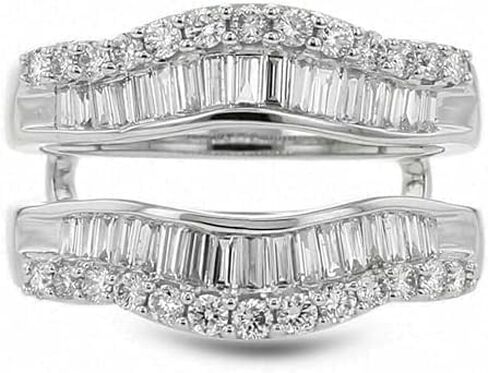 Chandni Enterprise's 3 Carat Baguette Cut Lab Created Diamond Double Enhancer Wedding Ring, 14K White Gold Finish in Saudi Arabia