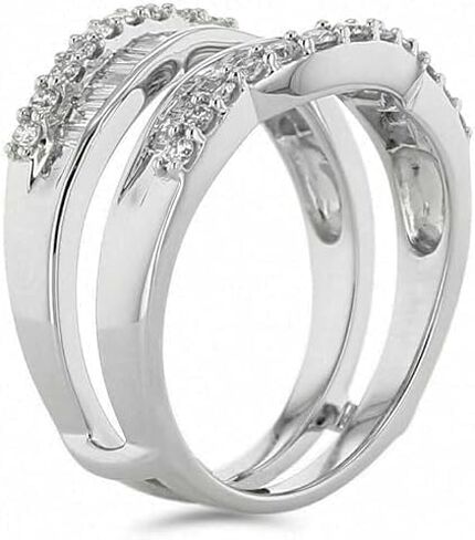 Chandni Enterprise's 3 Carat Baguette Cut Lab Created Diamond Double Enhancer Wedding Ring, 14K White Gold Finish in Saudi Arabia