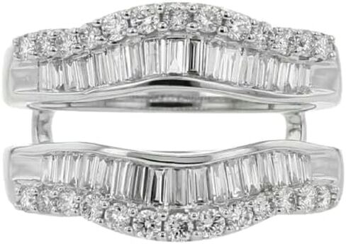 Chandni Enterprise's 3 Carat Baguette Cut Lab Created Diamond Double Enhancer Wedding Ring, 14K White Gold Finish in Saudi Arabia