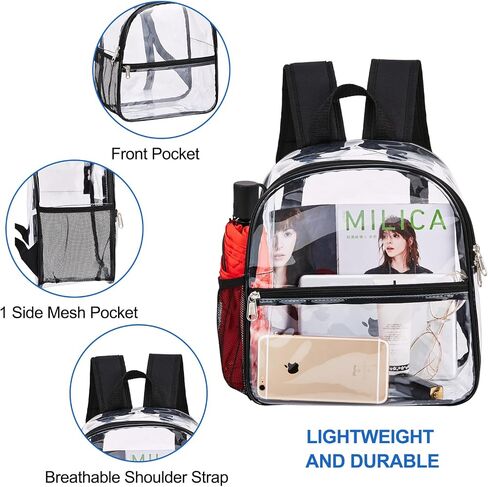 USPECLARE Clear Backpack for Stadium Approved 12×6×12, Water proof Clear Bag for Stadium Events and Concert Work Sport Event in Kuwait