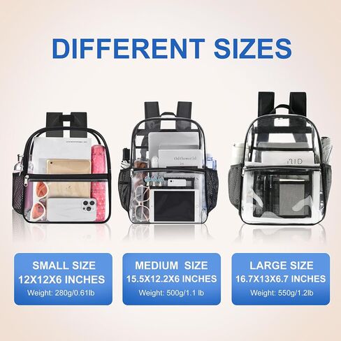 USPECLARE Clear Backpack for Stadium Approved 12×6×12, Water proof Clear Bag for Stadium Events and Concert Work Sport Event in Kuwait