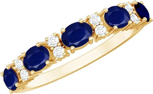 فرقة الزفاف الماس الياقوت الأزرق الحقيقي ، AAA Quality ، حلقة Sapphire East West for Women - مثالية للهدية in Saudi Arabia