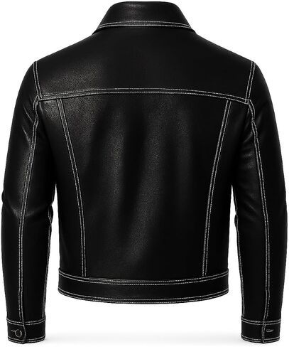 Men’s Distressed Brown Lambskin Leather Trucker Jacket - Men Genuine Vintage Motorcycle Biker Style Western Jackets in Saudi Arabia