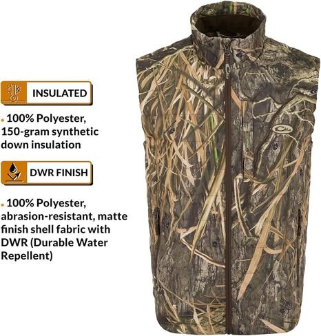 Drake Waterfowl Men's MST Synthetic Down Pack Warm Lightweight Durable Water-Repellent Adjustable Cold-Weather Hunting Vest in Saudi Arabia