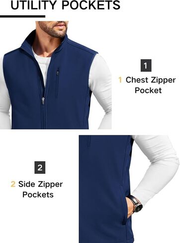 COOFANDY Mens Lightweight Softshell Vest Windproof Sleeveless Jacket Zip Up Fleece Lined Vest Outerwear for Golf Running in Saudi Arabia