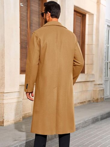 Runcati Mens Long Trench Coat Single Single Breaded Frailted Overcat in Saudi Arabia