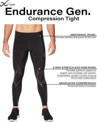 CW-X Men's Standard Endurance Generator Joint and Muscle Support Compression Tight, Black/Lime in Saudi Arabia