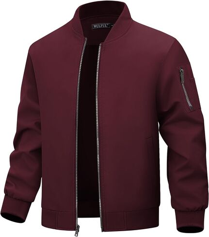 WULFUL Men's Bomber Jacket Lightweight Casual Windbreaker Zip Up Coat with Pocket in Saudi Arabia