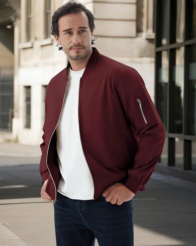 WULFUL Men's Bomber Jacket Lightweight Casual Windbreaker Zip Up Coat with Pocket in Saudi Arabia