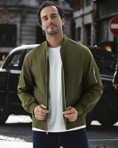 WULFUL Men's Bomber Jacket Lightweight Casual Windbreaker Zip Up Coat with Pocket in Kuwait