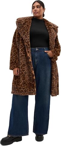 City Chic Women's Plus Size Coat - Remi Leopard Faux Fur in Kuwait