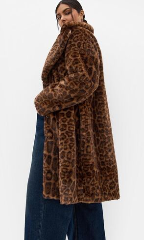City Chic Women's Plus Size Coat - Remi Leopard Faux Fur in Kuwait