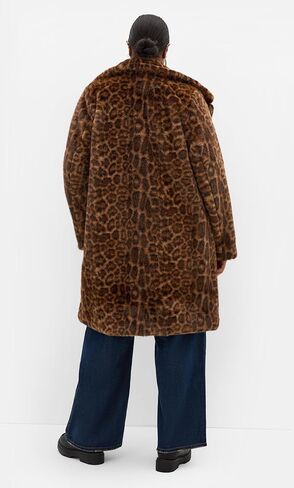 City Chic Women's Plus Size Coat - Remi Leopard Faux Fur in Kuwait