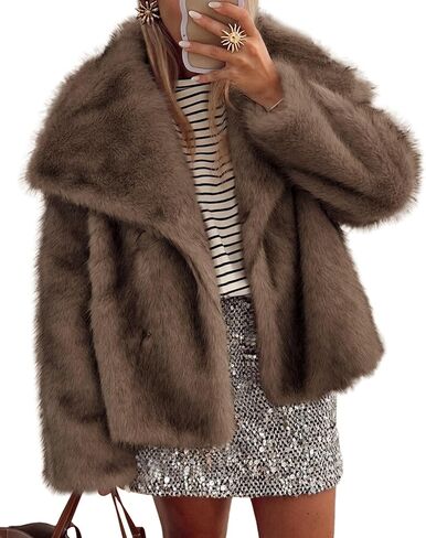 Prettygarden Womens Winter Coats 2025 العصرية طويلة الأكمام طويلة فروي السترات الفراء زر الطاشية دافئة سقوط الملابس مع جيوب in Saudi Arabia
