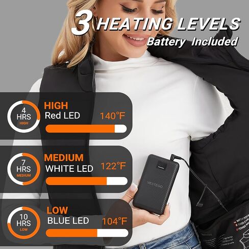 Heated Vest Women, Heated Jackets for Women, 3 Heating Levels (Battery Pack Included) Black in Saudi Arabia