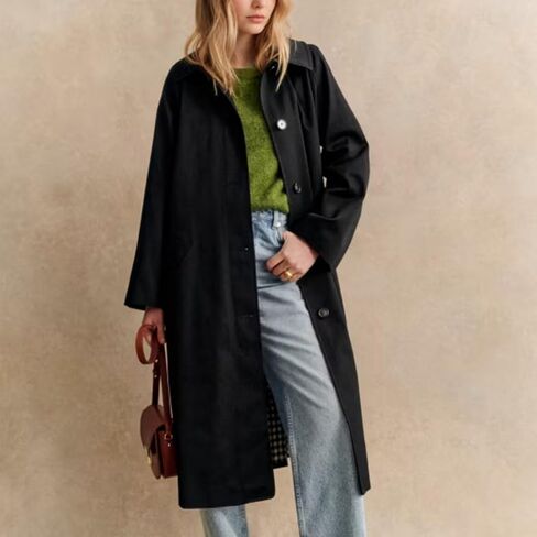 Songling Womens Long Trench Coat Single Breasted Oversized Windproof Trendy Fall Jacket Outerwear Coats in Saudi Arabia