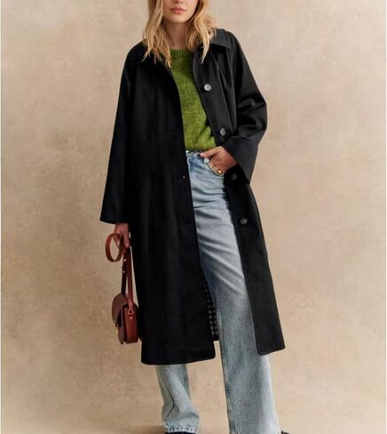 Songling Womens Long Trench Coat Single Breasted Oversized Windproof Trendy Fall Jacket Outerwear Coats in Saudi Arabia