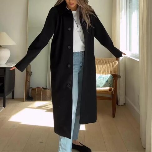 Songling Womens Long Trench Coat Single Breasted Oversized Windproof Trendy Fall Jacket Outerwear Coats in Saudi Arabia