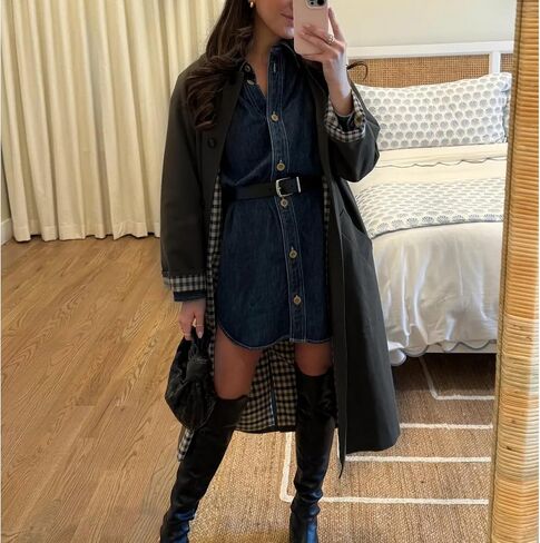 Songling Womens Long Trench Coat Single Breasted Oversized Windproof Trendy Fall Jacket Outerwear Coats in Saudi Arabia