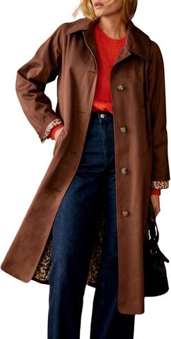 Songling Womens Long Trench Coat Single Breasted Oversized Windproof Trendy Fall Jacket Outerwear Coats in Saudi Arabia