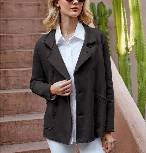 Ainangua Classic Trench Coats for Women Double Breasted Belfast Fleece Peacoat Jackets Essentials Fall Winter Coat in Saudi Arabia