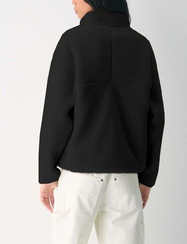 Aimiray Fleece Pullover Women Long Long Shep Zip Sherpa سترة دافئة Teddy Teddy Sweatshirts مع جيوب جانبية in Kuwait