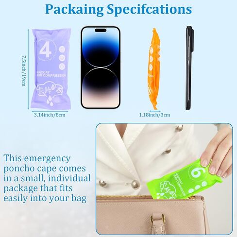 49/98 Pcs Disposable Rain Ponchos for Adults with Padded Drawstring Hoods and Pockets, Suitable for Emergency in Saudi Arabia