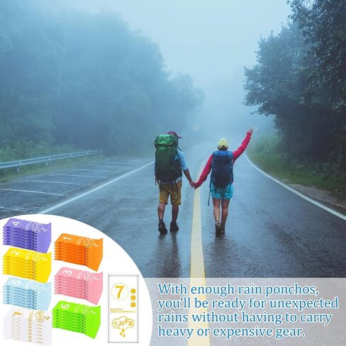 49/98 Pcs Disposable Rain Ponchos for Adults with Padded Drawstring Hoods and Pockets, Suitable for Emergency in Saudi Arabia