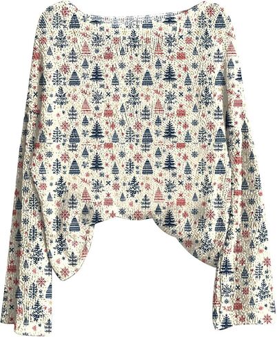Christmas Tops for Women 2025 Crewneck Pullover Sweaters Plus Size Knit Holiday Party Tunic Top New Years Outfit in Saudi Arabia