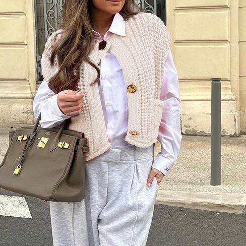 Hixiaohe Womens crochet chunky knit top splicess button button tops Strendy Cardigan Sweater stest for women with goples in Saudi Arabia