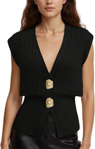 AMEBELLE Vest Tops for Women Cable Knit Sweater Sleeveless V Neck Cardigans Lightweight Knit Pullover Summer Tops in Kuwait