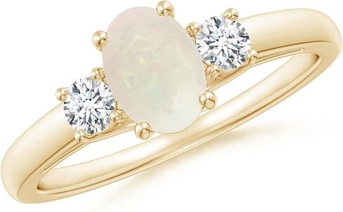 Angara Natural Opal Ring for Women | Oval Opal Ring with Diamond Accents in 14K Solid Gold/Platinum in Kuwait