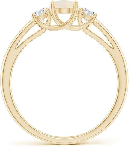 Angara Natural Opal Ring for Women | Oval Opal Ring with Diamond Accents in 14K Solid Gold/Platinum in Kuwait
