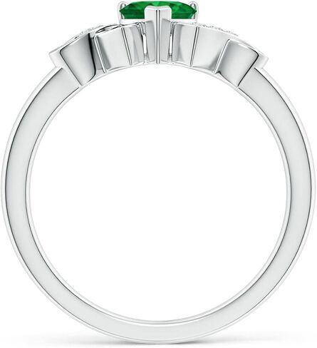 Angara Natural Emerald Engagement Ring for Women | Solitaire Emerald Heart Engagement Ring with Diamond Accents in 14K Solid Gold/Platinum | May Birthday, Gemstone Jewellery Gift in Saudi Arabia