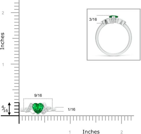 Angara Natural Emerald Engagement Ring for Women | Solitaire Emerald Heart Engagement Ring with Diamond Accents in 14K Solid Gold/Platinum | May Birthday, Gemstone Jewellery Gift in Saudi Arabia