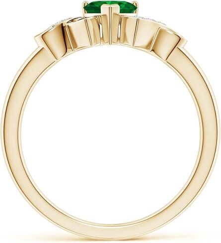 Angara Natural Emerald Engagement Ring for Women | Solitaire Emerald Heart Engagement Ring with Diamond Accents in 14K Solid Gold/Platinum | May Birthday, Gemstone Jewellery Gift in Saudi Arabia